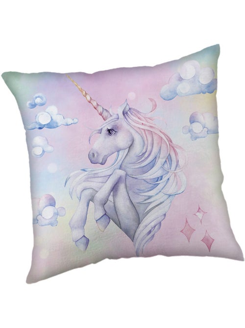 Coussin décoratif licornes 'unicorn®' 40 x 40 cm double face – Polaire - Kiabi