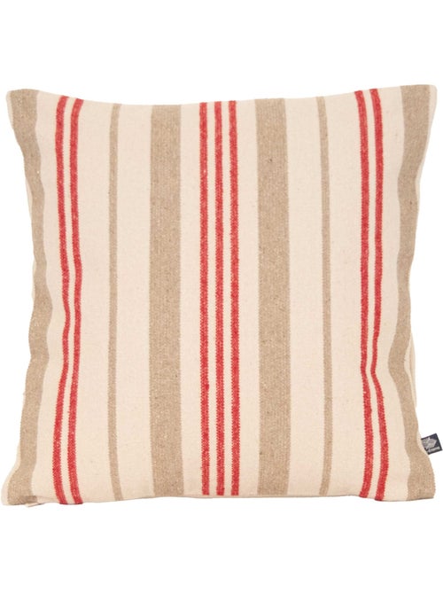 Coussin décoratif matelassé à rayures en toile canevas - Kiabi