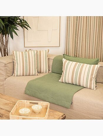 Coussin décoratif matelassé à rayures en toile canevas