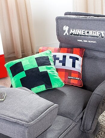Coussin décoratif moelleux en tissu velouté 'Roba' - Minecraft Creeper