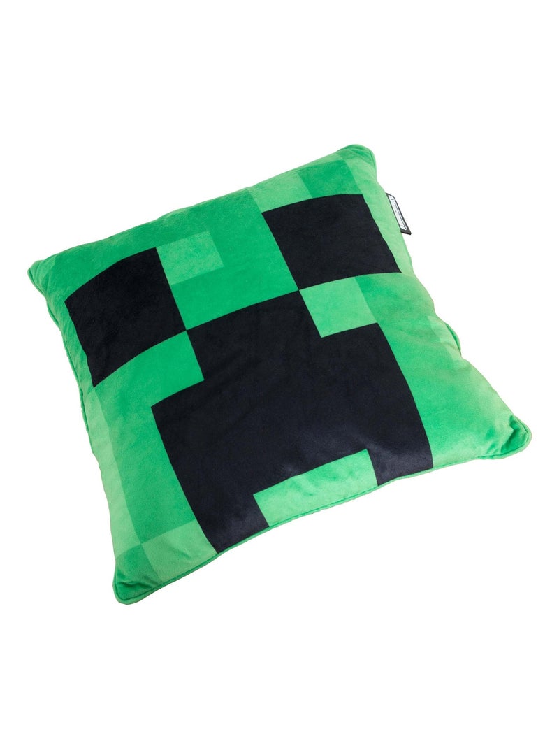 Coussin décoratif moelleux en tissu velouté 'Roba' - Minecraft Creeper Vert - Kiabi
