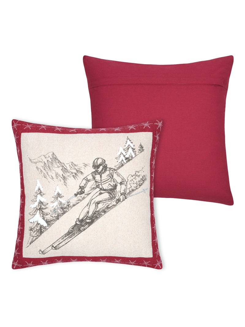 Coussin décoratif montagne ski en coton Gris - Kiabi