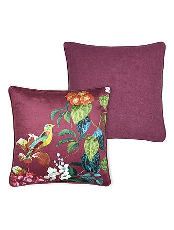 Coussin décoratif motif oiseau et feuillage