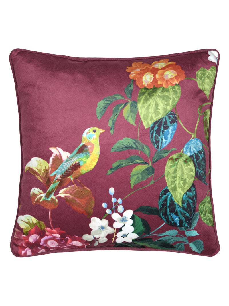 Coussin décoratif motif oiseau et feuillage Bordeaux - Kiabi