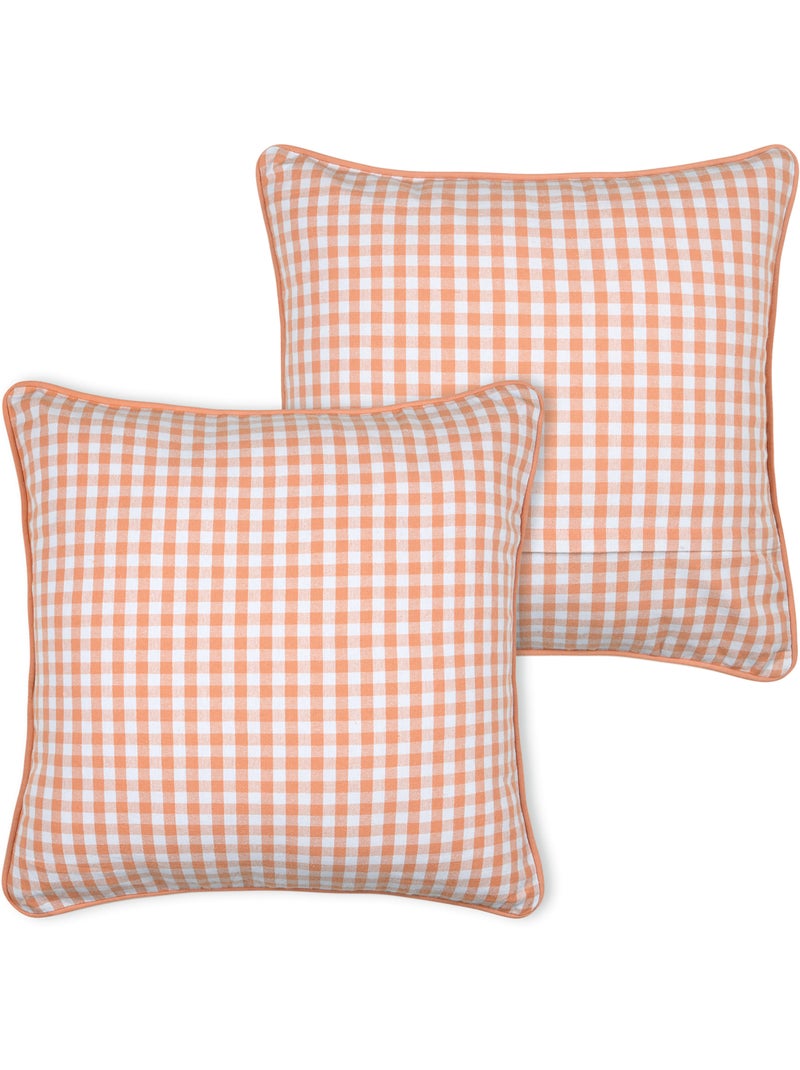 Coussin décoratif motif vichy en polycoton Orange - Kiabi