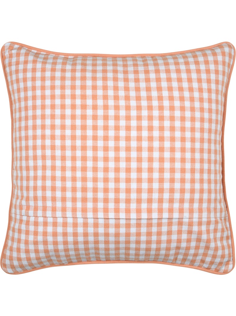 Coussin décoratif motif vichy en polycoton Orange - Kiabi