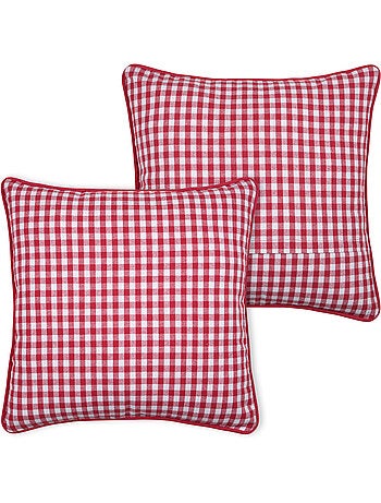 Coussin décoratif motif vichy en polycoton