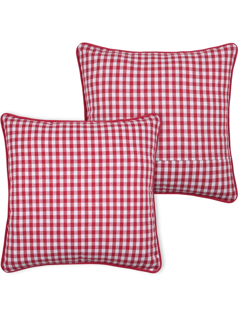 Coussin décoratif motif vichy en polycoton Rouge - Kiabi