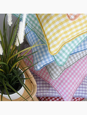 Coussin décoratif motif vichy en polycoton