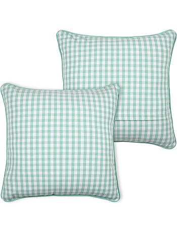 Coussin décoratif motif vichy en polycoton