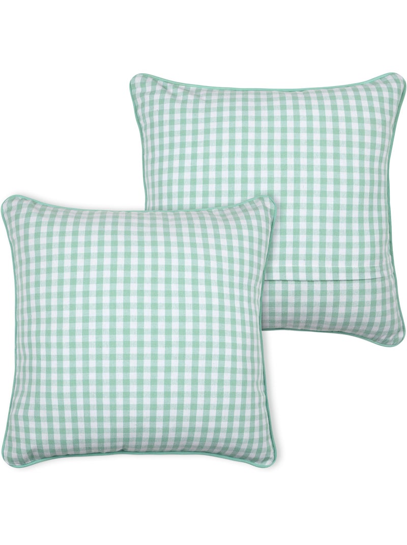 Coussin décoratif motif vichy en polycoton Vert - Kiabi
