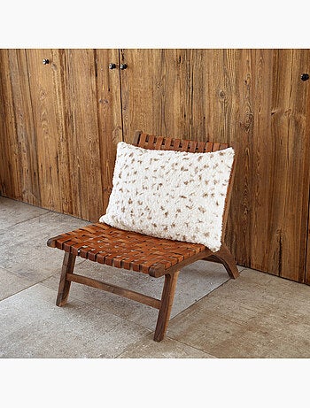 Coussin décoratif moucheté à texture bouclée et dos velours