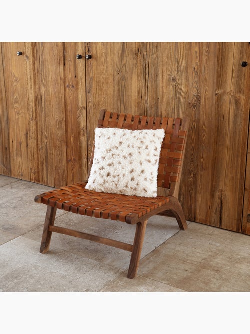 Coussin décoratif moucheté à texture bouclée et dos velours - Kiabi
