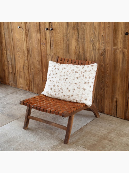 Coussin décoratif moucheté à texture bouclée et dos velours - Kiabi