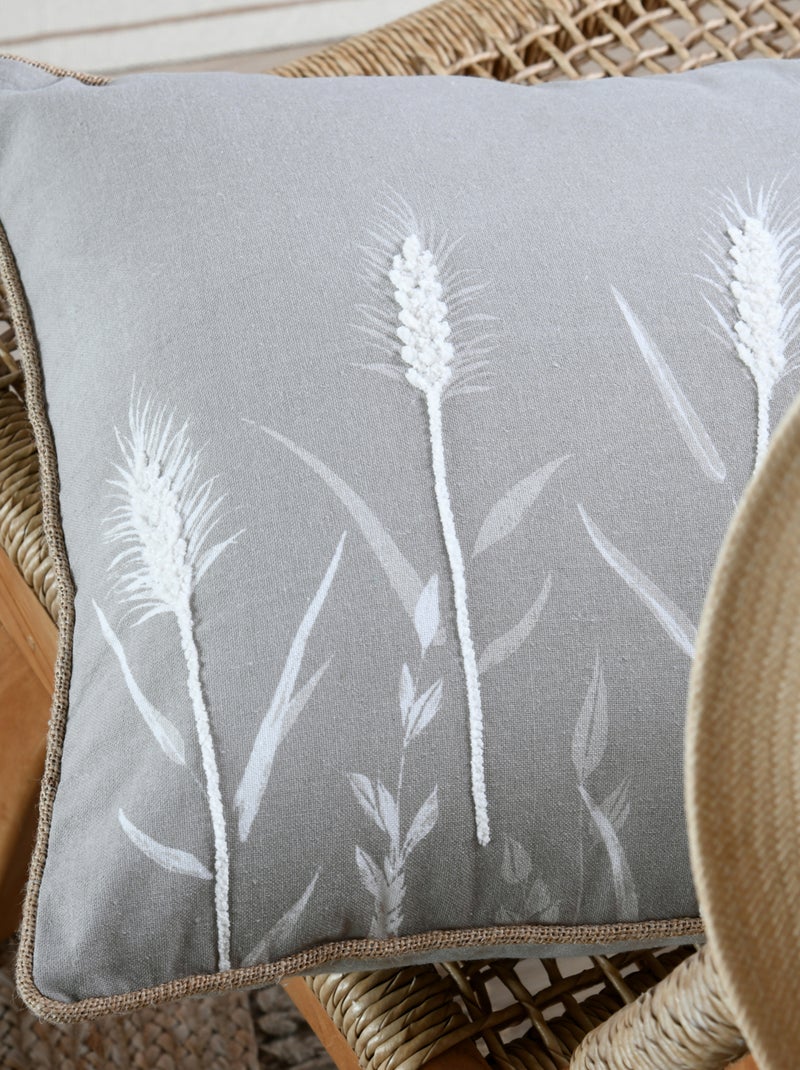 Coussin décoratif pampa en coton Beige coquille - Kiabi