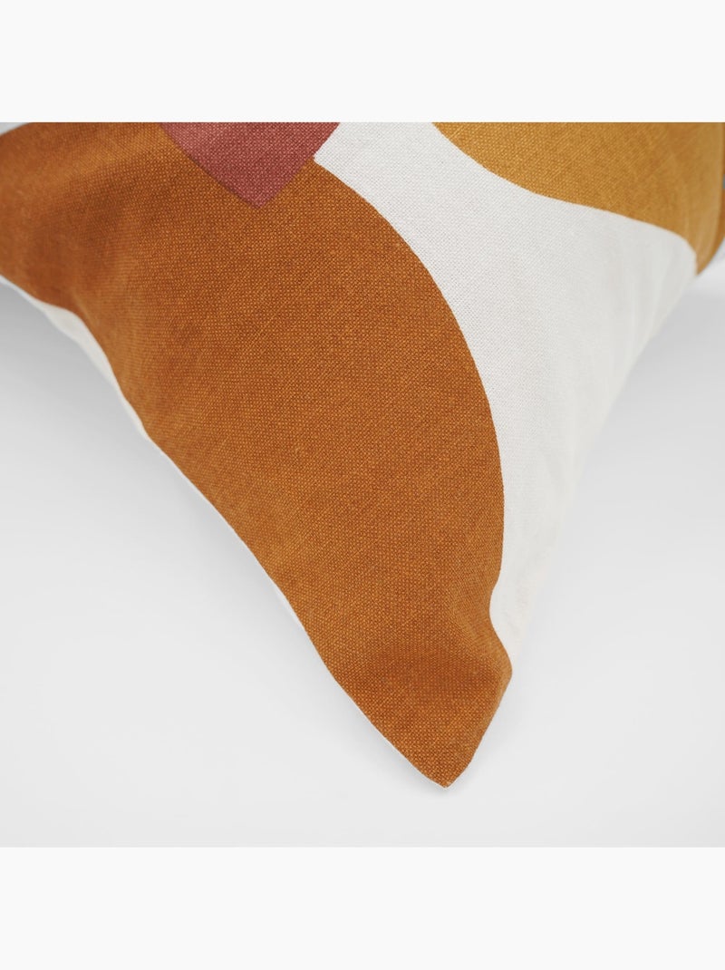 Coussin décoratif rectangulaire en polycoton imprimé géométrique Marron - Kiabi