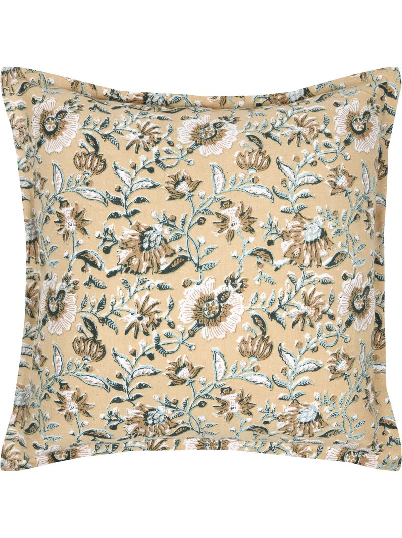 Coussin décoratif végétal graphique Jaune moutarde - Kiabi