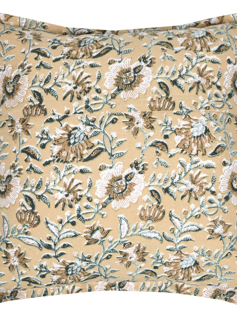 Coussin décoratif végétal graphique Jaune moutarde - Kiabi