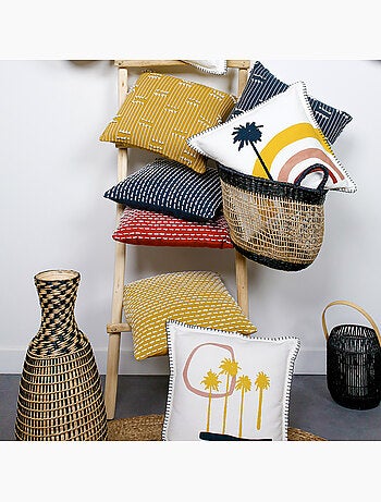 Coussin décoration coton imprimé bicolore DESERT CHIK