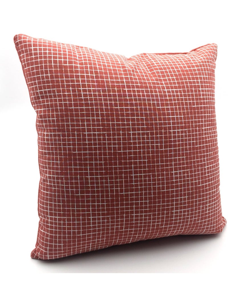 Coussin décoration coton imprimé carreaux TERRA ROSA Rouge - Kiabi