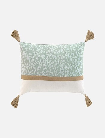 Coussin dehous. compr. pompons 30 x 50 cm coton/polyester imp vivoline des place Sans