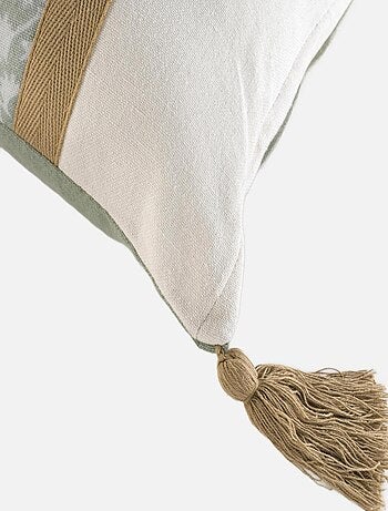 Coussin dehous. compr. pompons 30 x 50 cm coton/polyester imp vivoline des place Sans