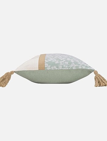 Coussin dehous. compr. pompons 30 x 50 cm coton/polyester imp vivoline des place Sans