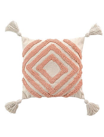 Coussin dehous. compr. pompons coton/polyester tufte athena
