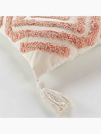 Coussin dehous. compr. pompons coton/polyester tufte athena