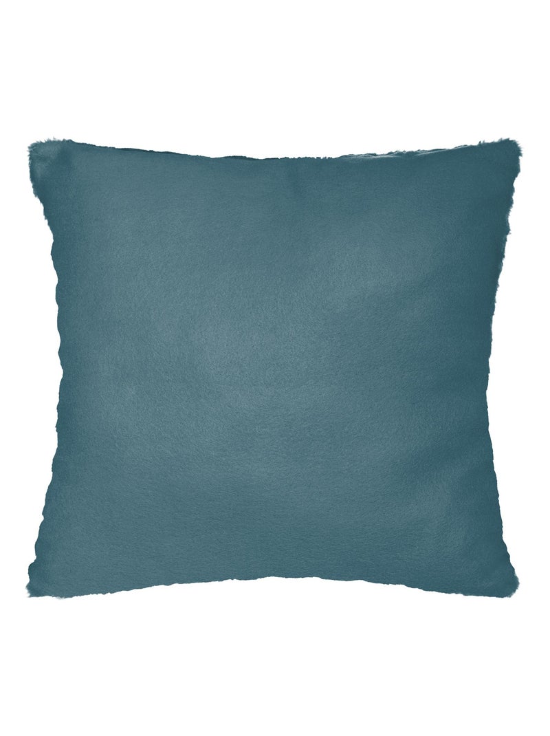 Coussin déhoussable  - Effet imitation fourrure Bleu canard - Kiabi