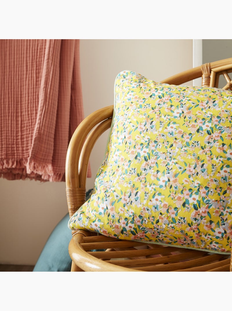 Coussin déhoussable - Gaze de coton - Passepoil - Manon Jaune - Kiabi