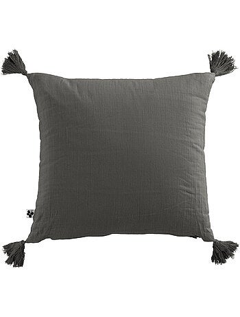 Coussin déhoussable - Gaze de coton - Pompons - Gaïa
