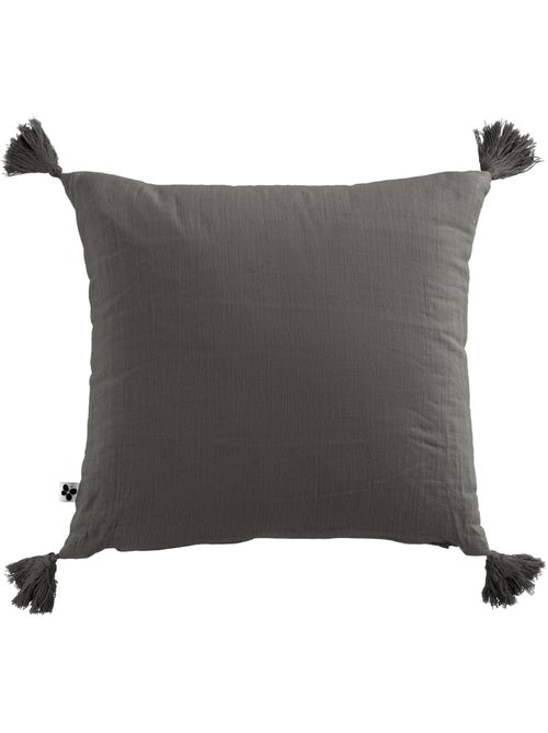 Coussin déhoussable - Gaze de coton - Pompons - Gaïa - Kiabi