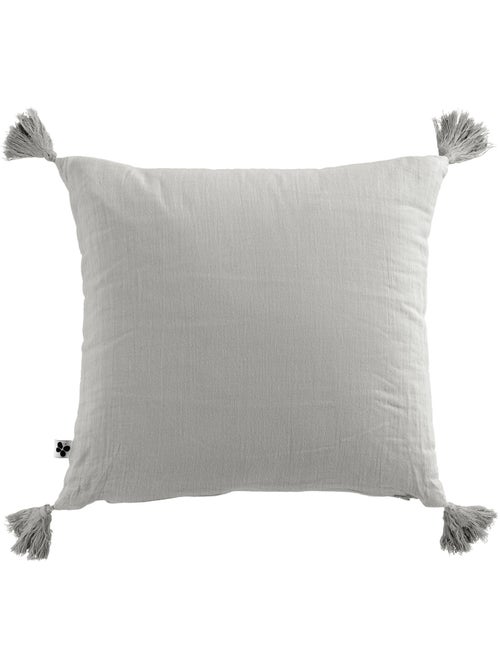 Coussin déhoussable - Gaze de coton - Pompons - Gaïa - Kiabi