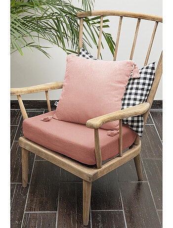 Coussin déhoussable - Gaze de coton - Pompons - Gaïa