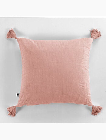 Coussin déhoussable - Gaze de coton - Pompons - Gaïa