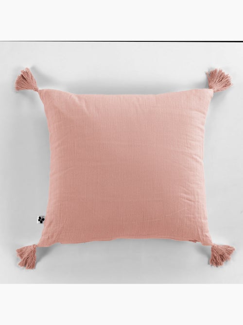 Coussin déhoussable - Gaze de coton - Pompons - Gaïa - Kiabi