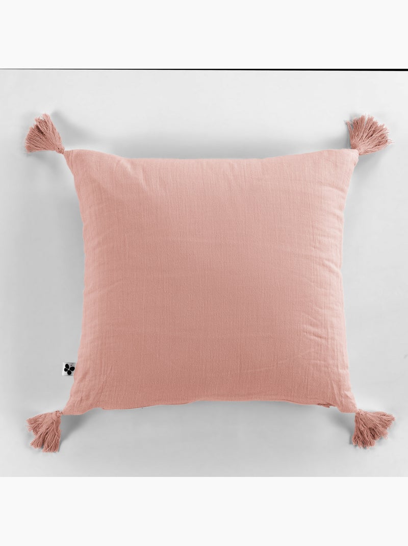 Coussin déhoussable - Gaze de coton - Pompons - Gaïa Peche - Kiabi