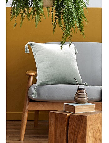 Coussin déhoussable - Gaze de coton - Pompons - Gaïa