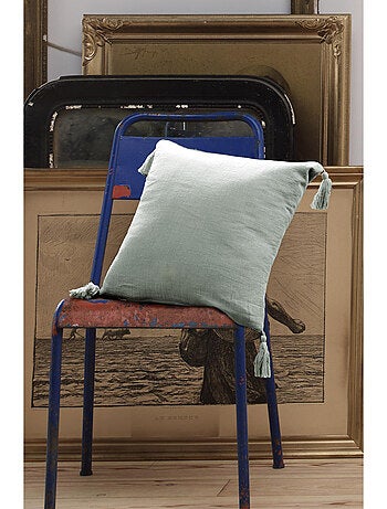 Coussin déhoussable - Gaze de coton - Pompons - Gaïa