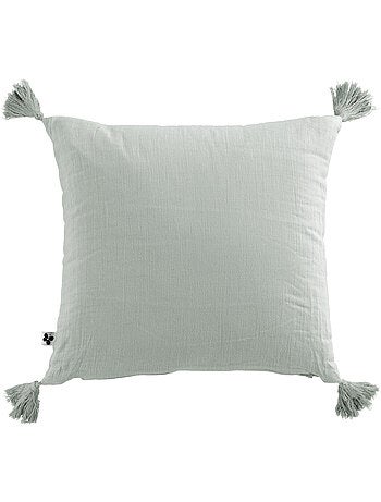 Coussin déhoussable - Gaze de coton - Pompons - Gaïa