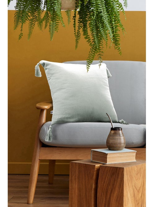 Coussin déhoussable - Gaze de coton - Pompons - Gaïa - Kiabi