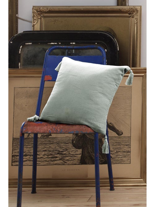 Coussin déhoussable - Gaze de coton - Pompons - Gaïa - Kiabi