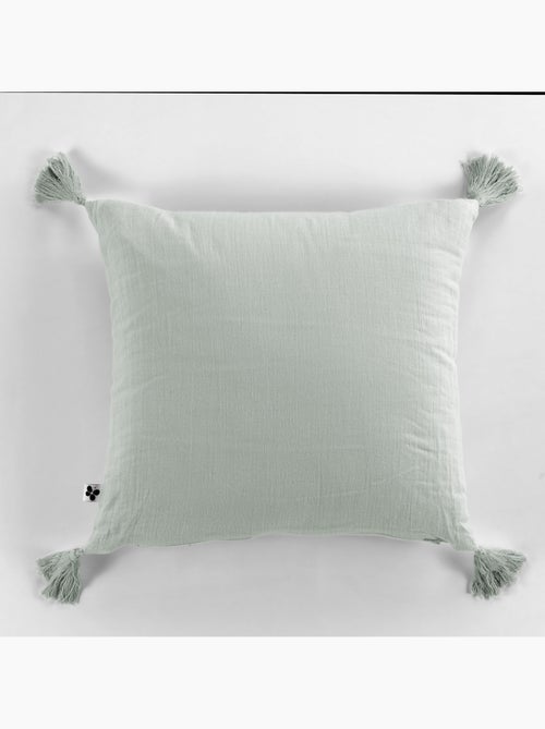 Coussin déhoussable - Gaze de coton - Pompons - Gaïa - Kiabi