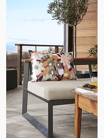 Coussin déhoussable - Gaze de coton imprimée - Passepoil - Léane