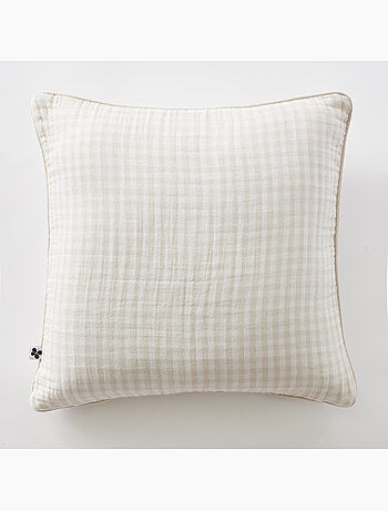 Coussin déhoussable - Gaze de coton tissée teinte - Carreaux vichy - Vickie