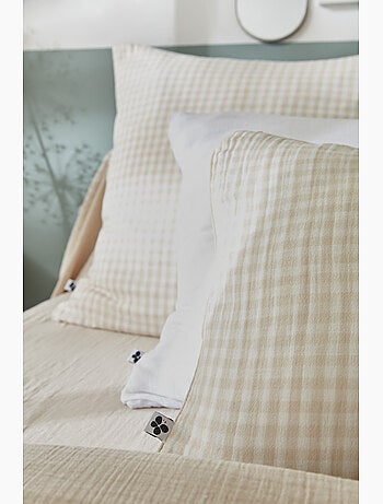 Coussin déhoussable - Gaze de coton tissée teinte - Carreaux vichy - Vickie