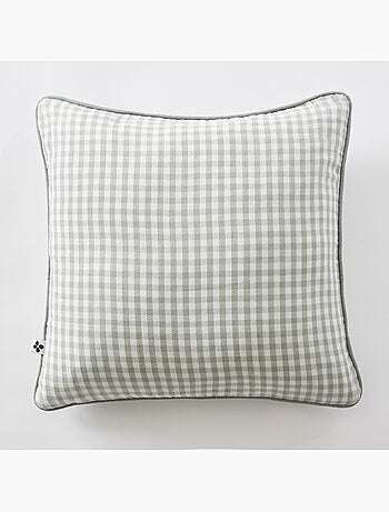 Coussin déhoussable - Gaze de coton tissée teinte - Carreaux vichy - Vickie