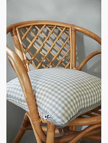 Coussin déhoussable - Gaze de coton tissée teinte - Carreaux vichy - Vickie