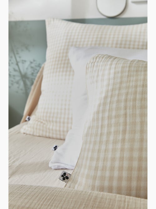 Coussin déhoussable - Gaze de coton tissée teinte - Carreaux vichy - Vickie - Kiabi